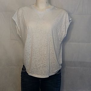 Cylce house white sheer razor cut v neck style white XL sports top